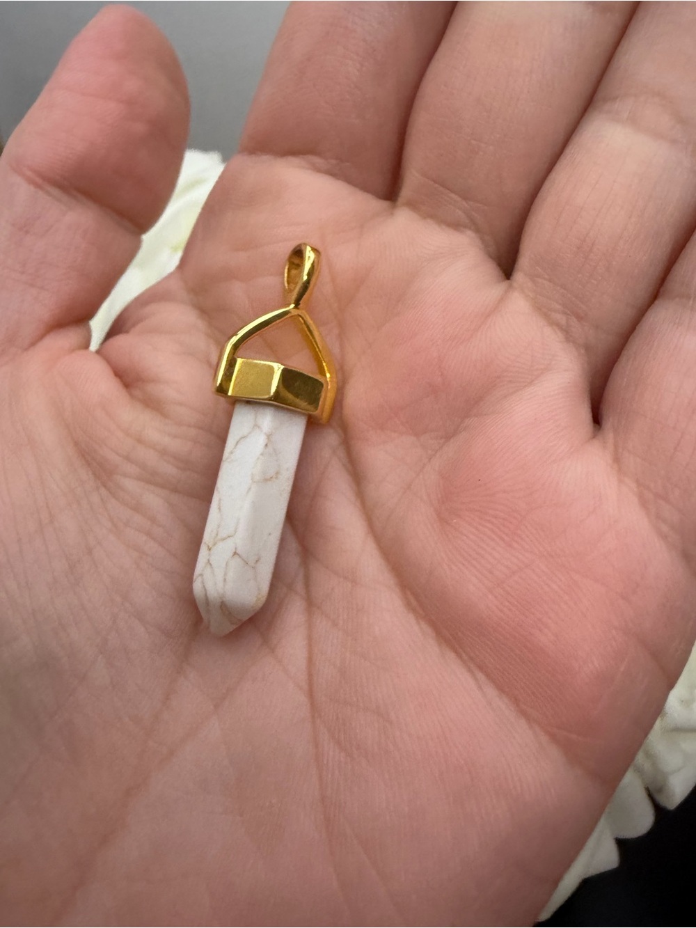 Gold-Tone White Howlite Point Pendant Necklace